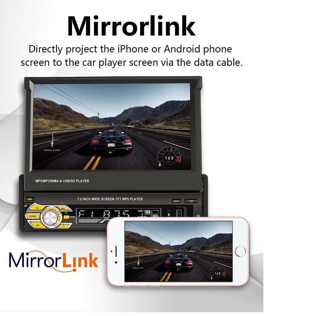 9601G 1 Din 7-дюймовый автомобильный видео-мультимедийный MP5-радиоплеер с GPS и картой