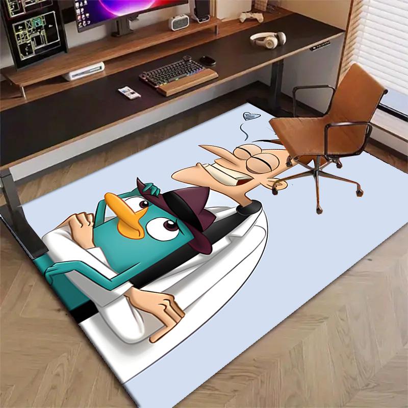 1pc P-Phineas and Ferb Design Printed Area Rug Carpet for Bedroom Living Room Home Decor Rugs Mat Non Slip Mat Rug for Bedside