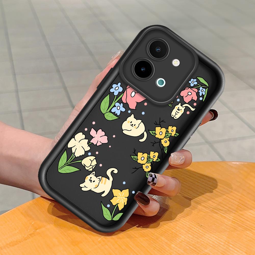For Huawei P50 Pro P40 Lite Honor 8X 9X X9 Tecno Spark Go Infinix Smart 8 Vivo V29 V30 Y02 Y16 Flowers Pattern Soft Full Camera Protect Phone Case