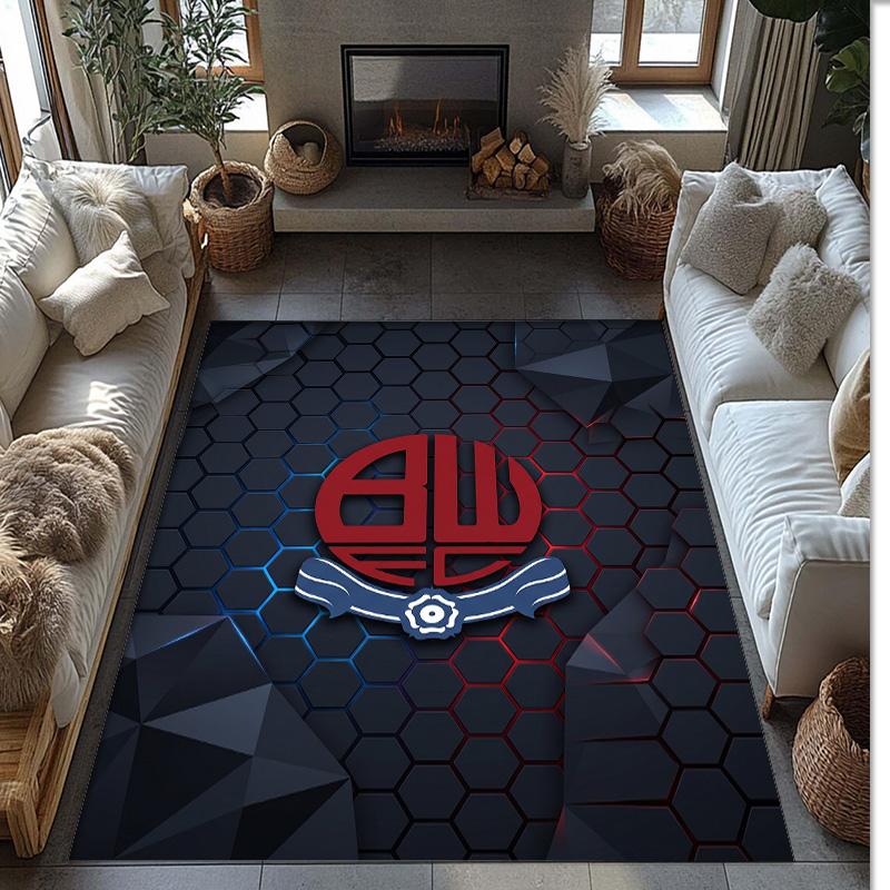 Bolton Wanderers FC Soccer Football Pattern Soft Area Rug Non Slip Indoor Floor Carpet Sports Decor Mat for Bedroom