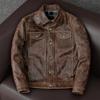 Genuine Cowhide Leather Jacket Men Stylish Biker Denim Short Slim Fit Coat