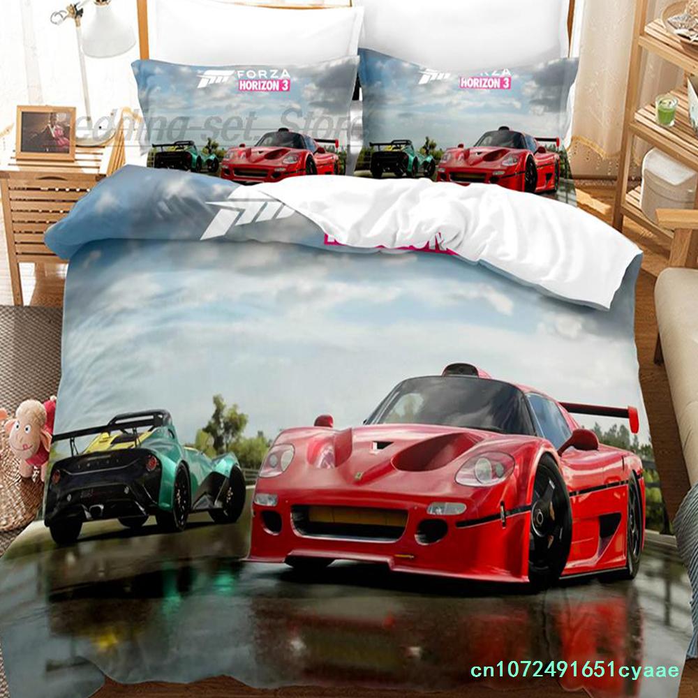 Постельное белье Forza Horizon Комплект Single Twin Full Queen King Size Постельный комплект для спальни взрослого и ребенка Комплекты пододеяльников 3D-печать Спортивный автомобиль
