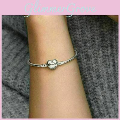 Стильный и романтичный браслет-шарм Pandora с застежкой-сердечком, со змеевидной цепочкой и коробкой