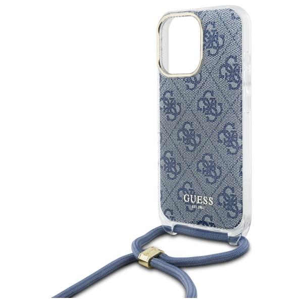 Etui do iPhone 16 Pro Guess Crossbody Cord 4G Print Niebieskie