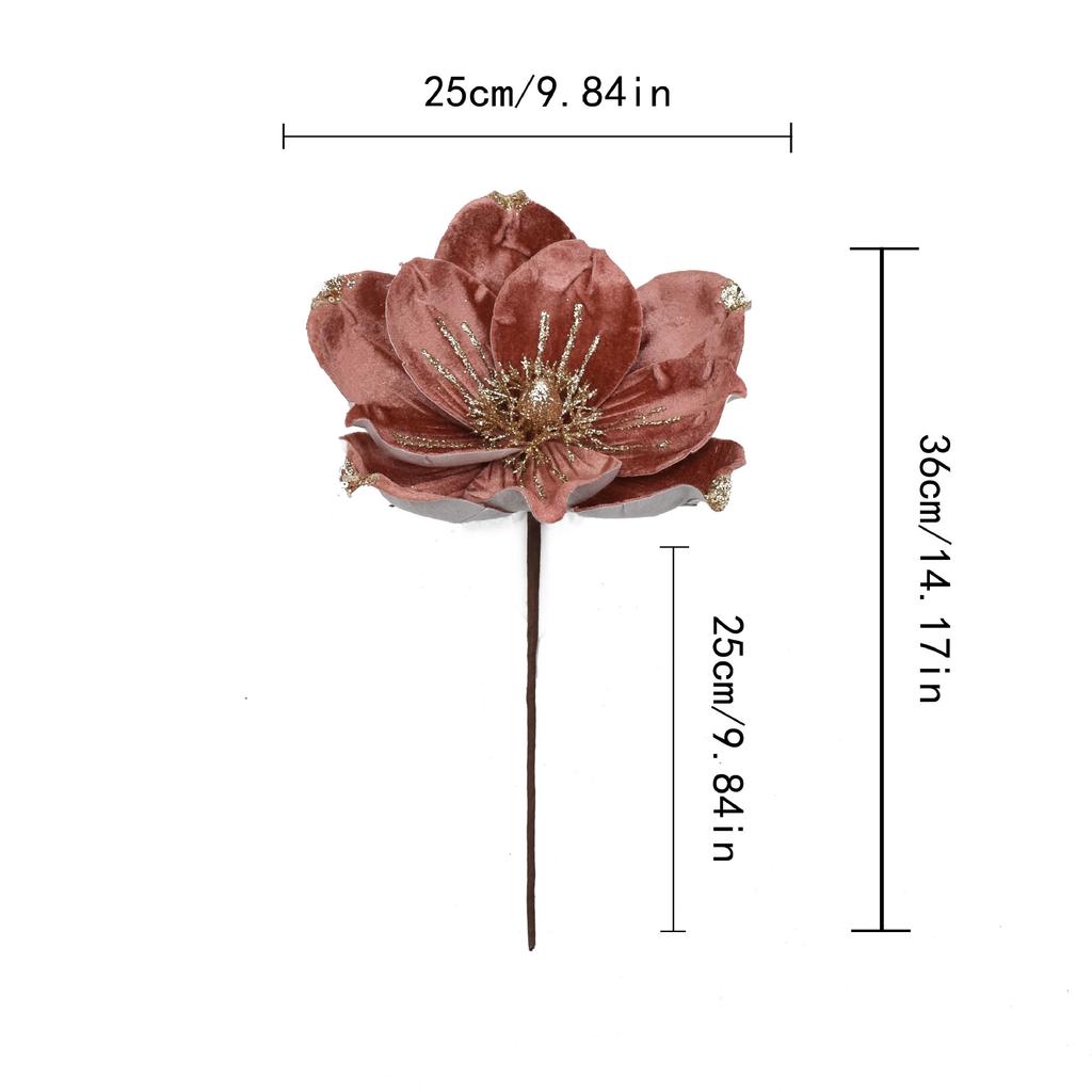 36cm High-end Glitter Artificial Christmas Flowers Xmas Tree Ornaments Christmas Tree Hang Flower Ornament 2026 New Year Decor
