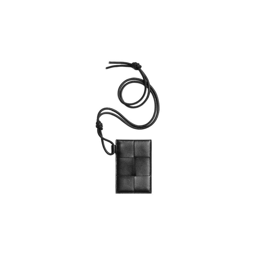 Bottega Veneta Intreccio Woven Strap Lambskin And Cowhide Leather Card Holder Women accessories Black 701460VCQC48425