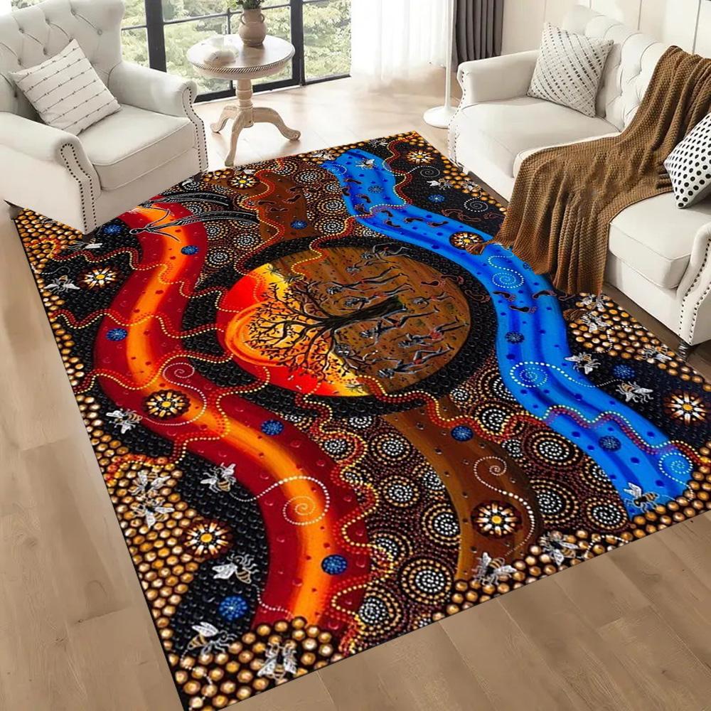 Aboriginal Art Gecko Floor Mats for Living Room, Bedroom and Room Decoration Are Suitable for Gifts.