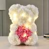 25см Искусственная Мишка из Роз Разноцветный Романтический Подарок на День Святого Валентина Цветочный Мишка со Светодиодной Лентой Подруге Женщине Юбилейный Мишка