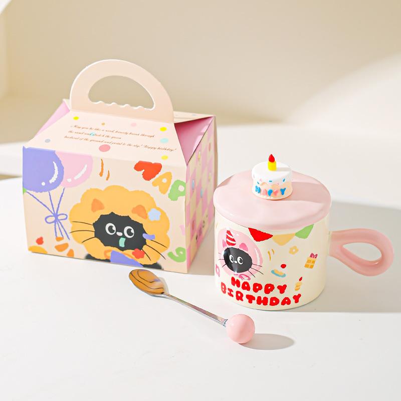 Милая мультяшная кошка керамическая кружка пара чашка для воды подарочная коробка высокой ценности сувенир подарок на день рождения чашка для завтрака