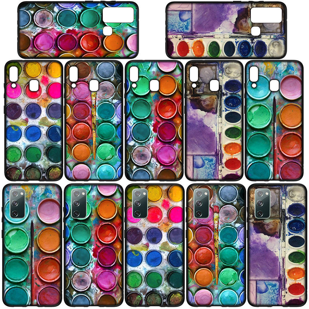 Чехол для Samsung Galaxy S25 S24 S23 iPhone 16 15 Xiaomi Redmi Note 14 13 12 16E 11 Pro Max OPPO Moto Huawei Paintbox Palette Water Color Pallet Cover