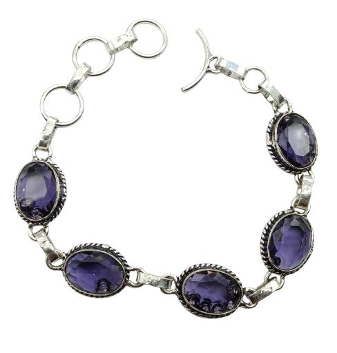 Amethyst Gemstone Silver Plated Handmade Bracelet Jewelry BR 100