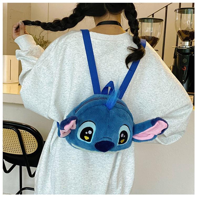 Disney Stitch Plush Cartoon Backpack For Daily Use And School Commuting