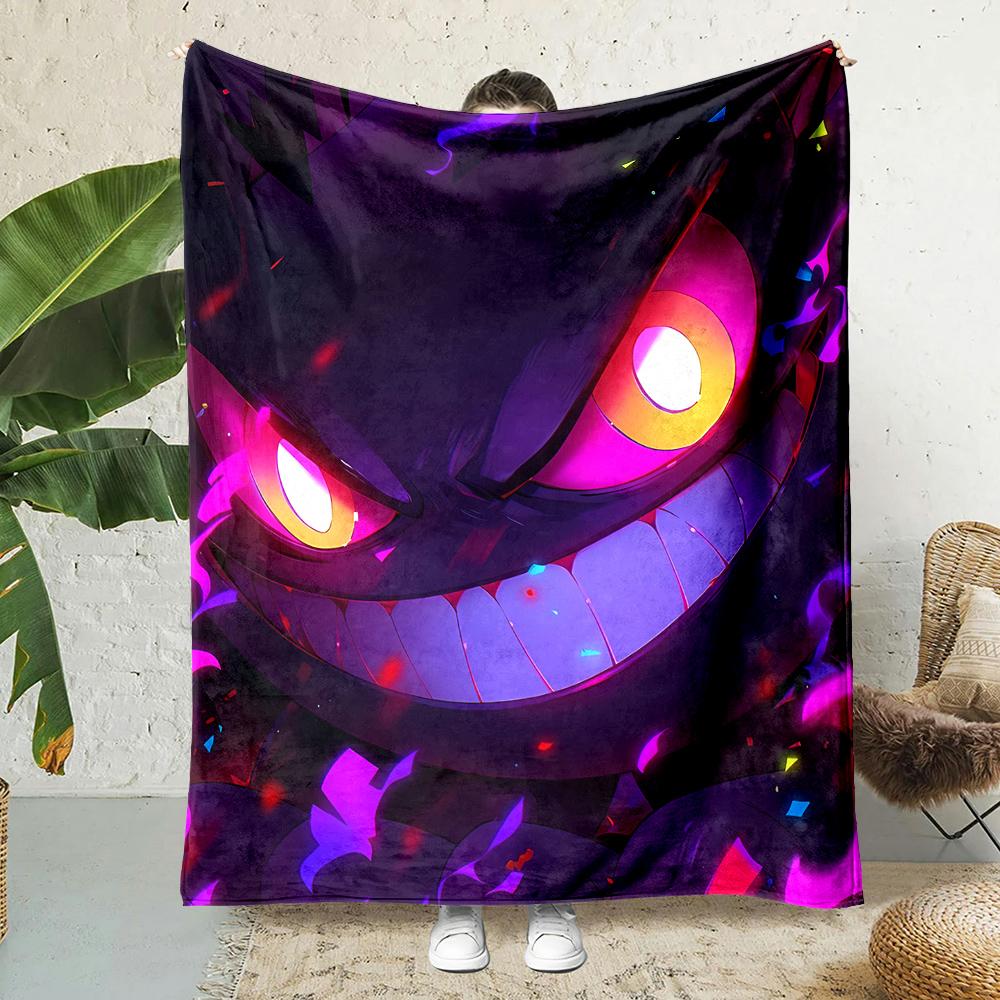 1PC Pokemon Gengar Cartoon Blankets Soft Fluffy Plush Blanket Sofa Office Quilt Throw Picnic Beach Suitable for All Seasons