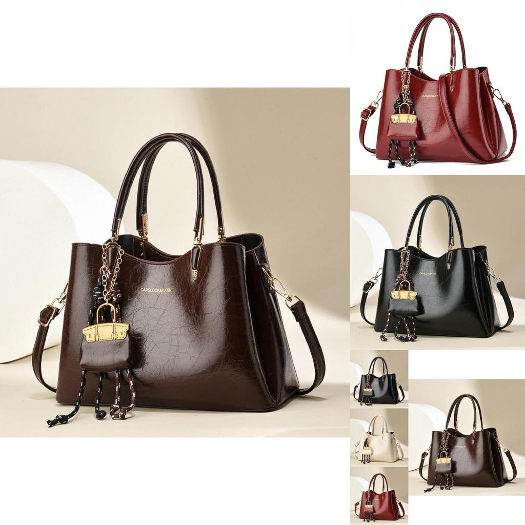 Stylish Large Capacity Tote Bag For Women In Wine Red And Creamy White Ideal For Daily Use