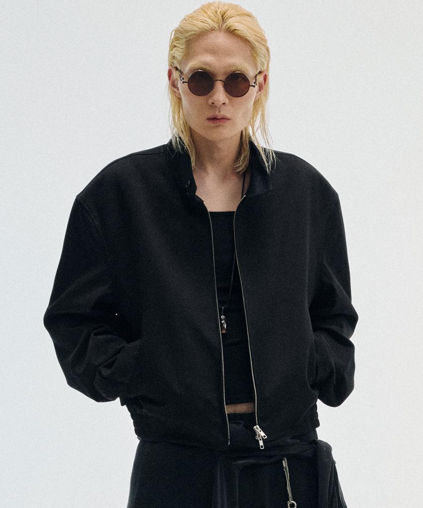 LMOOD Underlay Cotton Harrington Jacket Black