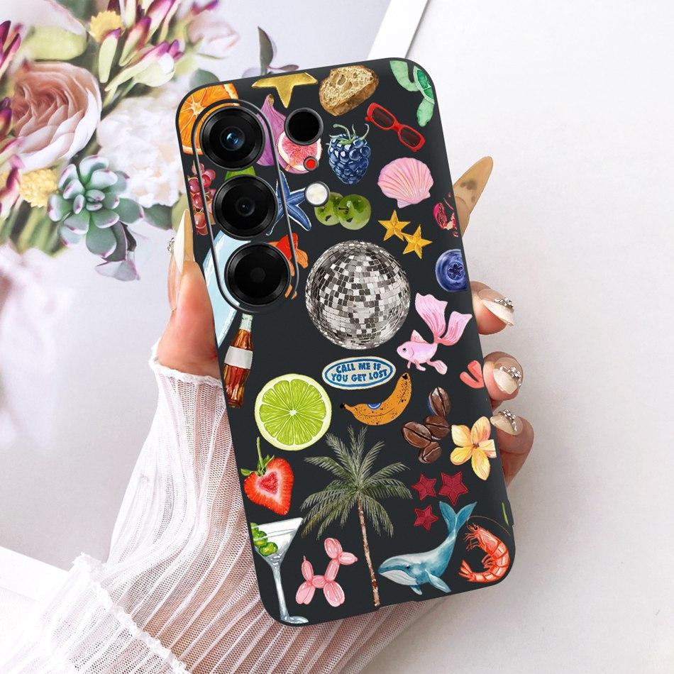 For Tecno Camon 50 4G CN5 Cute Flower Butterfly Cat Painted Case For Tecno Camon50 4G Black Silicone Soft Phone Cases