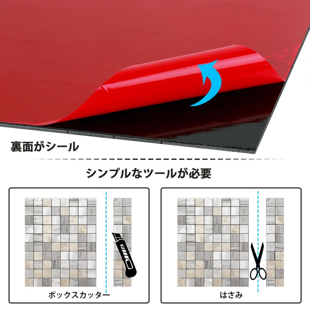 Es DECOR Kitchen Wall Tile Metal Tile Sheet Waterproof Heat Resistant Toilet Washroom Tile DIY 5 Pieces Sticker, (Square, Module)