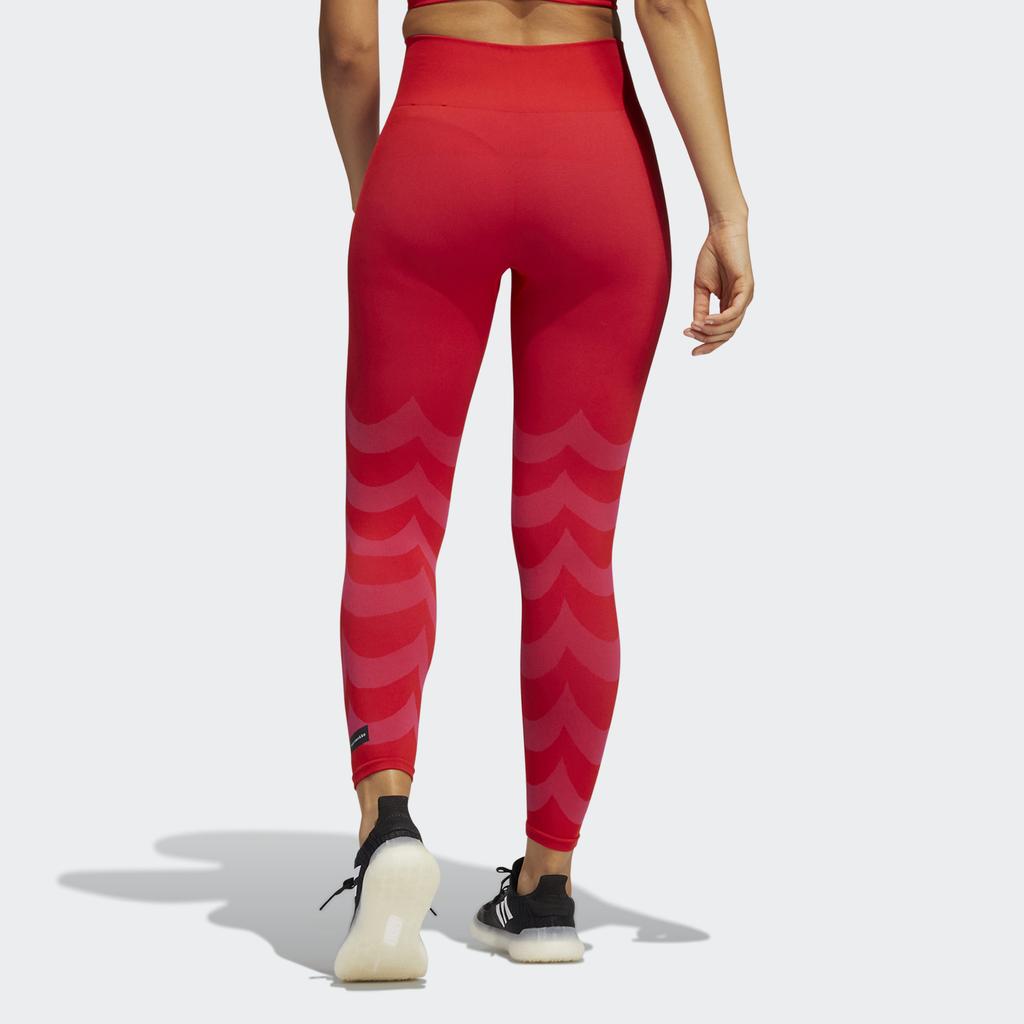 Adidas X Marimekko Цветной блок Вязаные тренировочные леггинсы Женские леггинсы Ярко-красный GU9526
