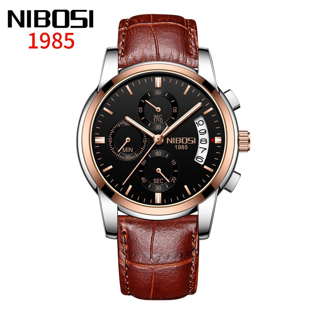 Часы NIBOSI Деловые мужские часы Многофункциональные шестиконтактные кварцевые часы