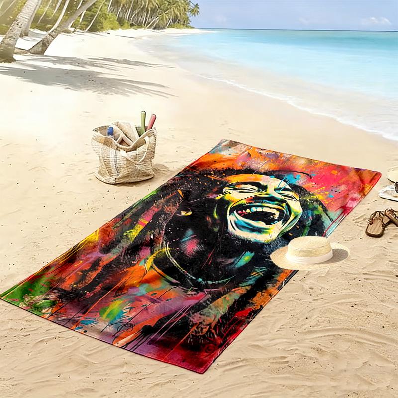 Vibrant Bob Marley Art Print beach towel beach Outdoor camping seaside Absorbent bath towel Outdoor pool towel printing Outdoor picnic beach mat