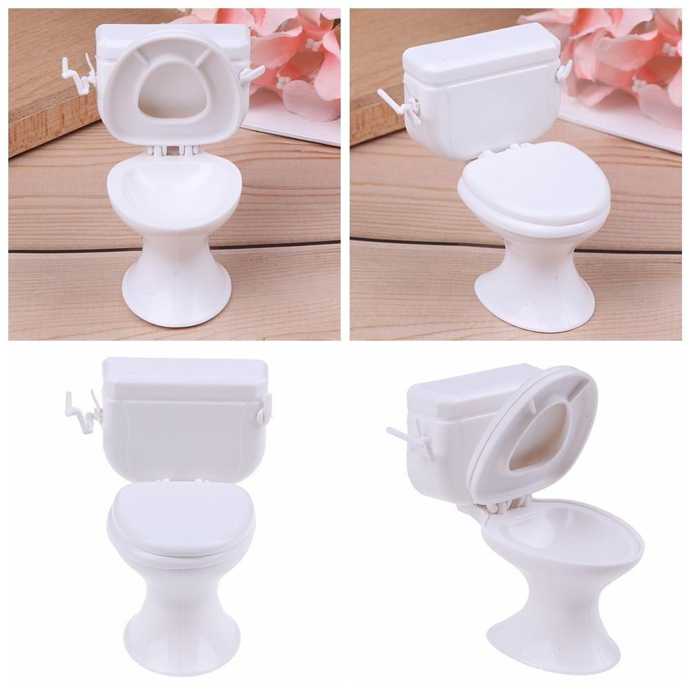 Playing House Miniature Toilet White Closestool Model Doll Accessories Dollhouse Furniture