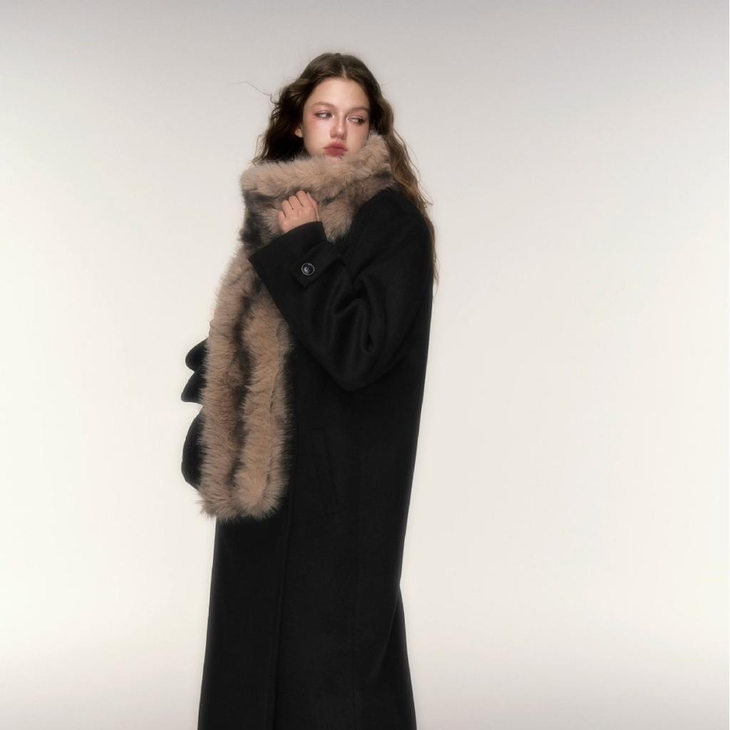 Vintage Lazy Winter Warm Scarf Fashionable Versatile Scarf Double-sided Thickened Plush Temperament Scarf