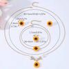 Obega 4 PCS Sunflower Penant Neckalce Bracelet RIng Earrings Jewelry Set Gold Tiny Chain Trendy Fahion Woman Vacation Jewelry
