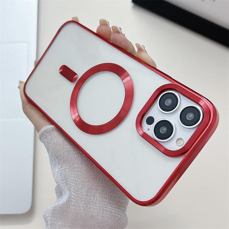 Роскошный магнитный чехол с гальваническим покрытием Golden Shield для беспроводной зарядки для iPhone 14 13 12 11 Pro Max, защитный чехол от падения