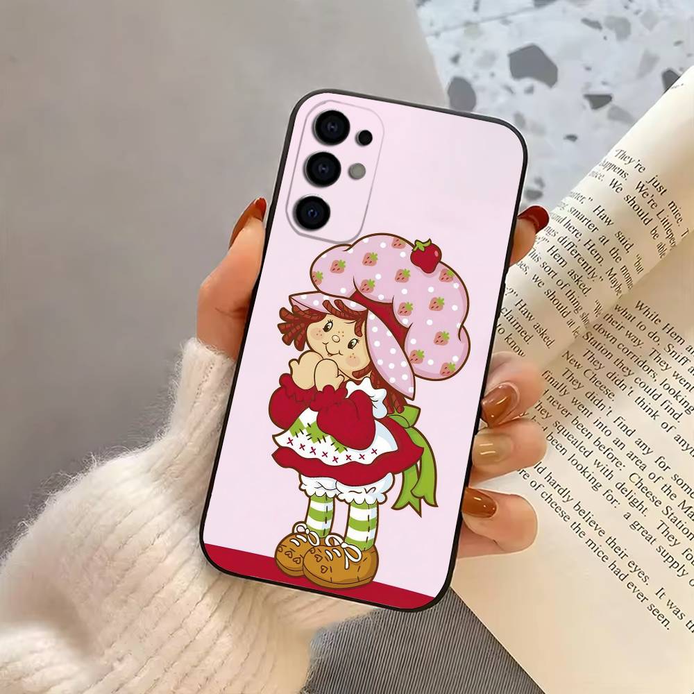 S-Девочка-клубничка S-Клубничный торт Аниме Чехол для телефона Черный Силикон Мягкий Для Samsung S25,S24,S21,S22,S23,S30,Ultra,S20,Plus,Fe,Lite