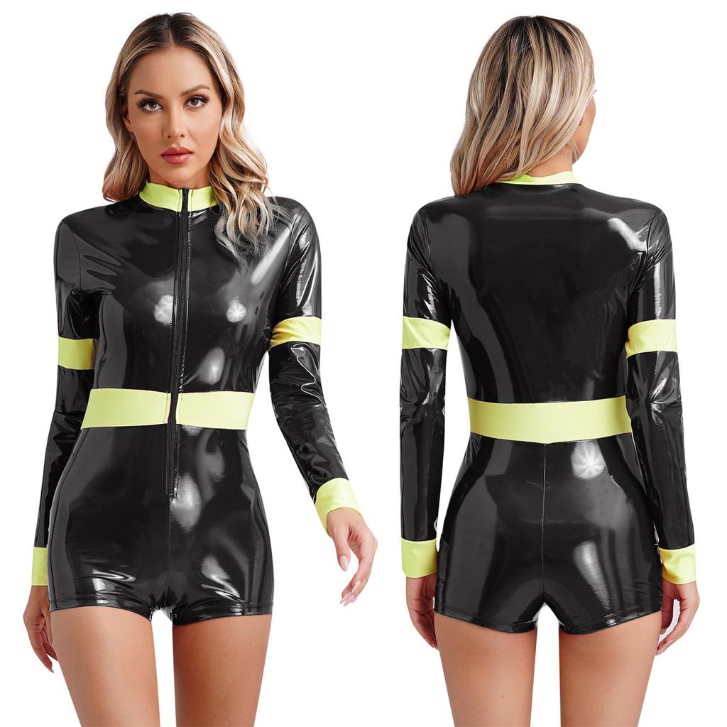 Женский сексуальный обтягивающий облегающий комбинезон, костюм пожарного, косплей, шорты для мальчиков, кожаный костюм для маскарада, карнавала