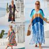 2022 European & American Beach Rayon Cover-up Long Robe Swimsuit Women's Dress