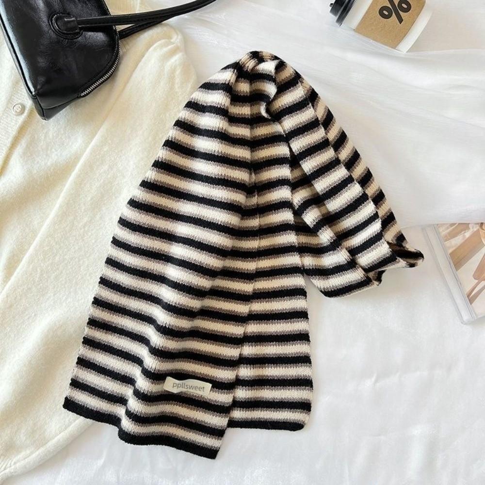 Soft Texture Warm Winter Scarf Knitted Fabric Stripe Scarf Warm Couple Scarf Outdoor Wear