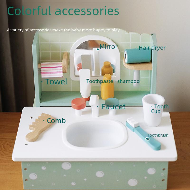 Wooden Playset: Children's Interactive Parent-Child Dressing Table Toy for Girls