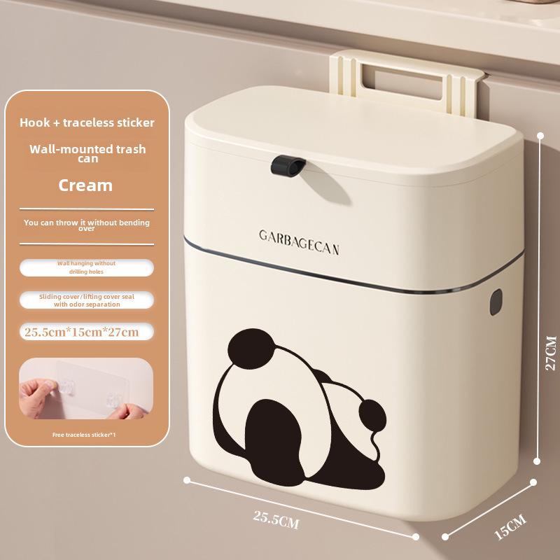 Кремово-белая кухонная подвесная корзина для мусора с крышкой - бесшовная наклейка для шкафа-корзины