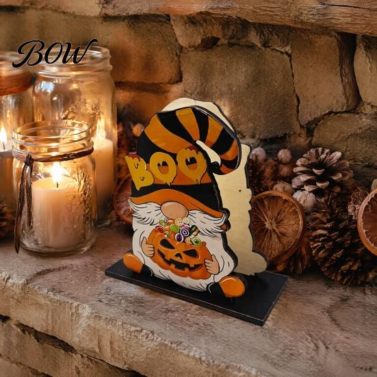 Autumn Seasonal Ornament Halloween Wooden Napkin Holder, Ghost Pumpkin Decorative Tabletop Tissue Dispenser, Desktop Holder Paper Storage Organizer
