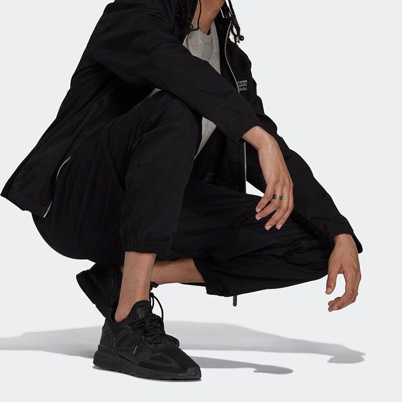 Adidas Originals Trefoil Solid Color Straight Leg Pants with Detachable Drawstring Men Casual Pants Black H11463