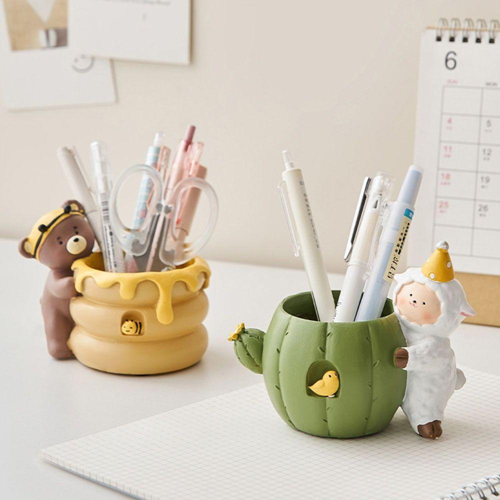 Gardening Room Decor Cartoon Animal Ornaments Makeup Brush Holder School Office Supplies