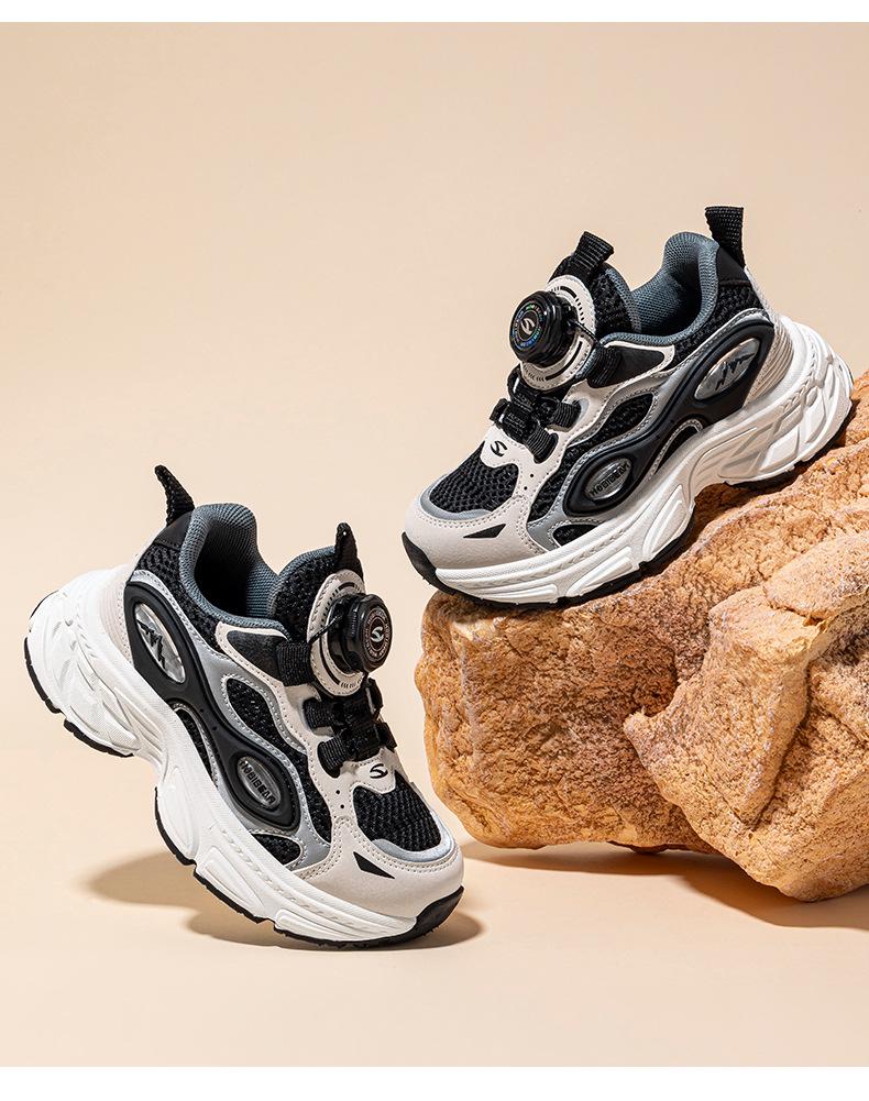 Детские дышащие повседневные кроссовки Habi Bear с двойной сеткой - Модная обувь на весну и осень с пуговицами