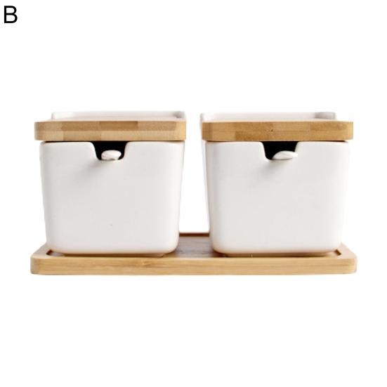 Коробка для приправ с откидной крышкой и ложкой на 250 мл, керамическая кастрюля для специй, соли, сахара, кухонный гаджет