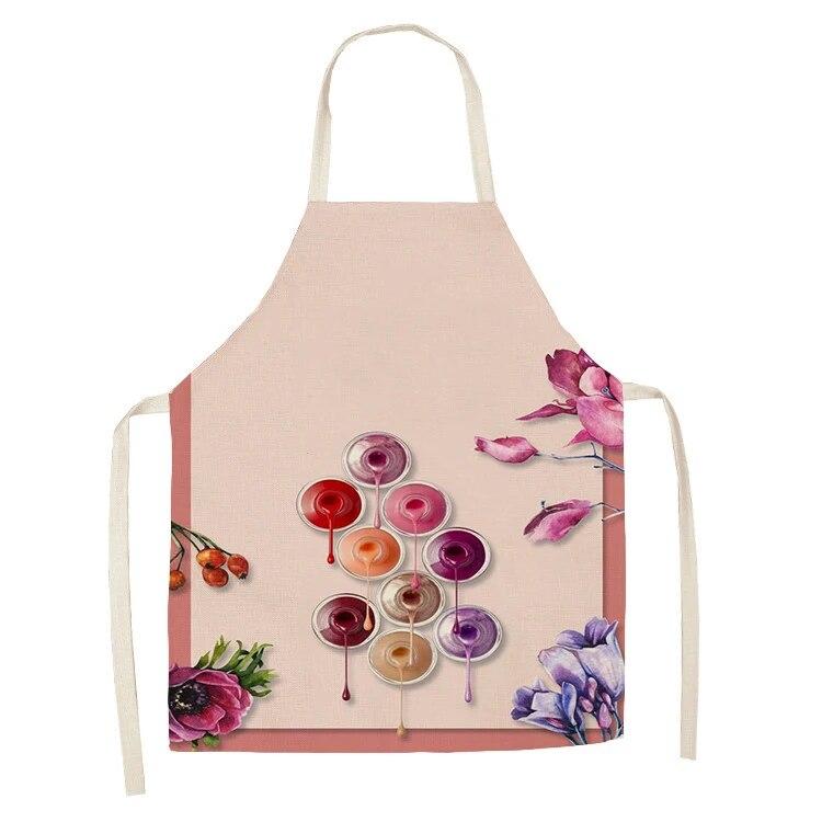 Sleeveless Linen Apron Men and Women Household Cleaning Tools Apron Nail Polish Ladies Perfume Printing Kitchen Apron