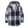 Мужской повседневный кардиган с капюшоном больших размеров, повседневная рубашка с капюшоном, клетчатая рубашка с длинным рукавом