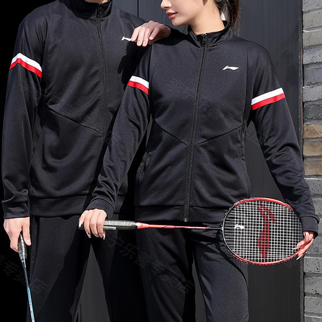 Li Ning Feather Series Solid Color Striped Training Hoodie Set Women Hoodies Black AWES006-3