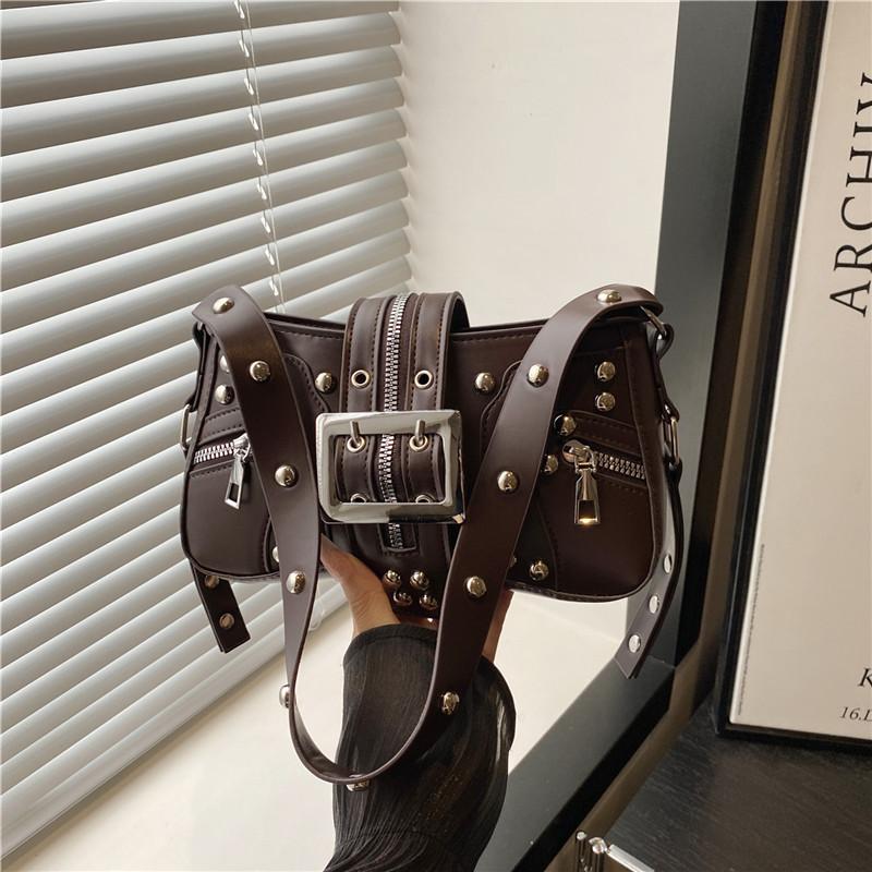 Локомотивная сумка-ремень с заклепками в стиле панк, сумка-подмышка на плечо в локомотивном стиле, ретро-сумка, женская сумка-мессенджер, тренд