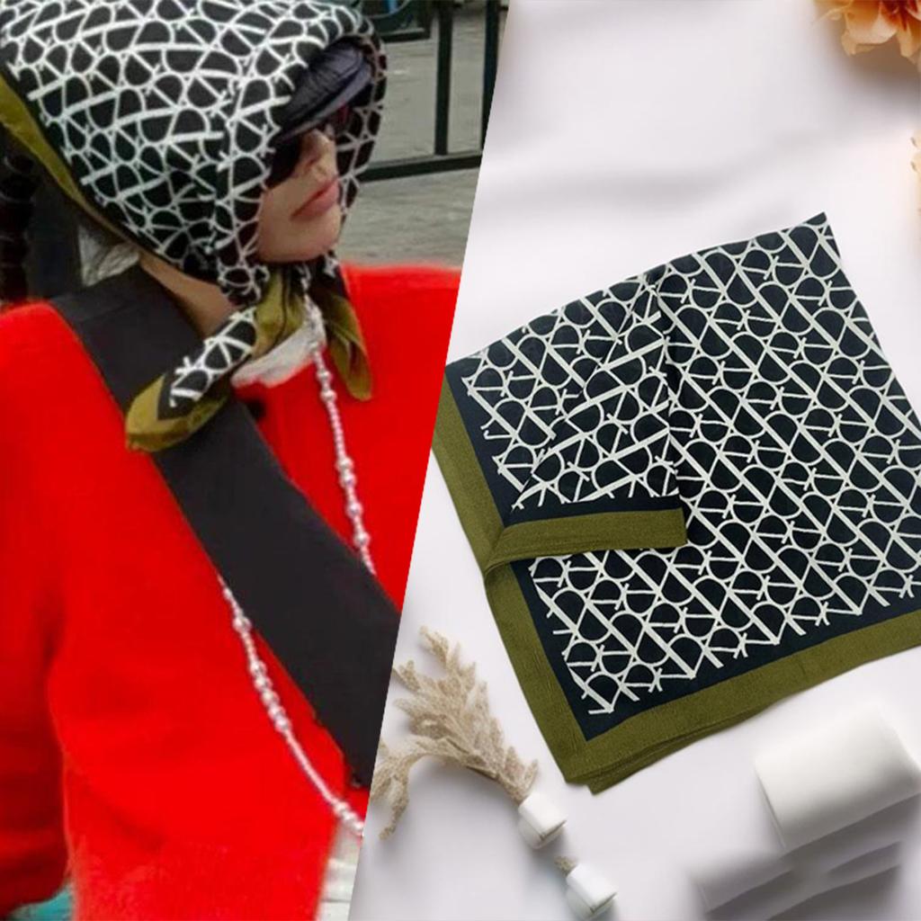 British high-end Sigong grid color matching horse cotton and linen silk scarf women's retro temperament printed scarf spring and autumn fashion scarf