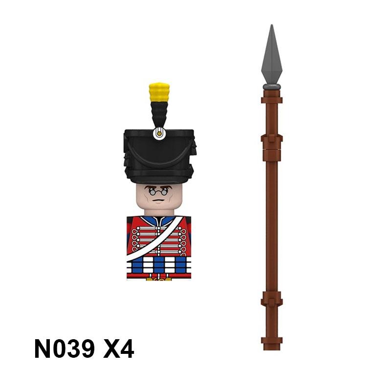 4pcs Military Building Blocks Medieval Knights Duke Marshal Figures Napoleonic Wars Weapons Sword Flags Shoulder Armor Cape Brick MOC