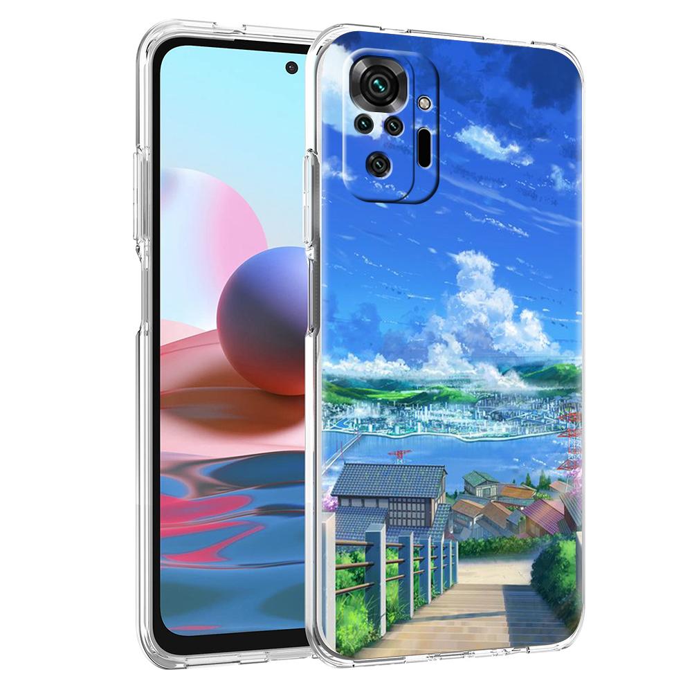 Чехол для телефона с японским аниме-пейзажем для Xiaomi Redmi Note 12 4G 11 10 Pro 5G 10C 10S 9S 9 9T 8T 9C 9A 8 8A 7 K50 Gaming Прозрачная крышка