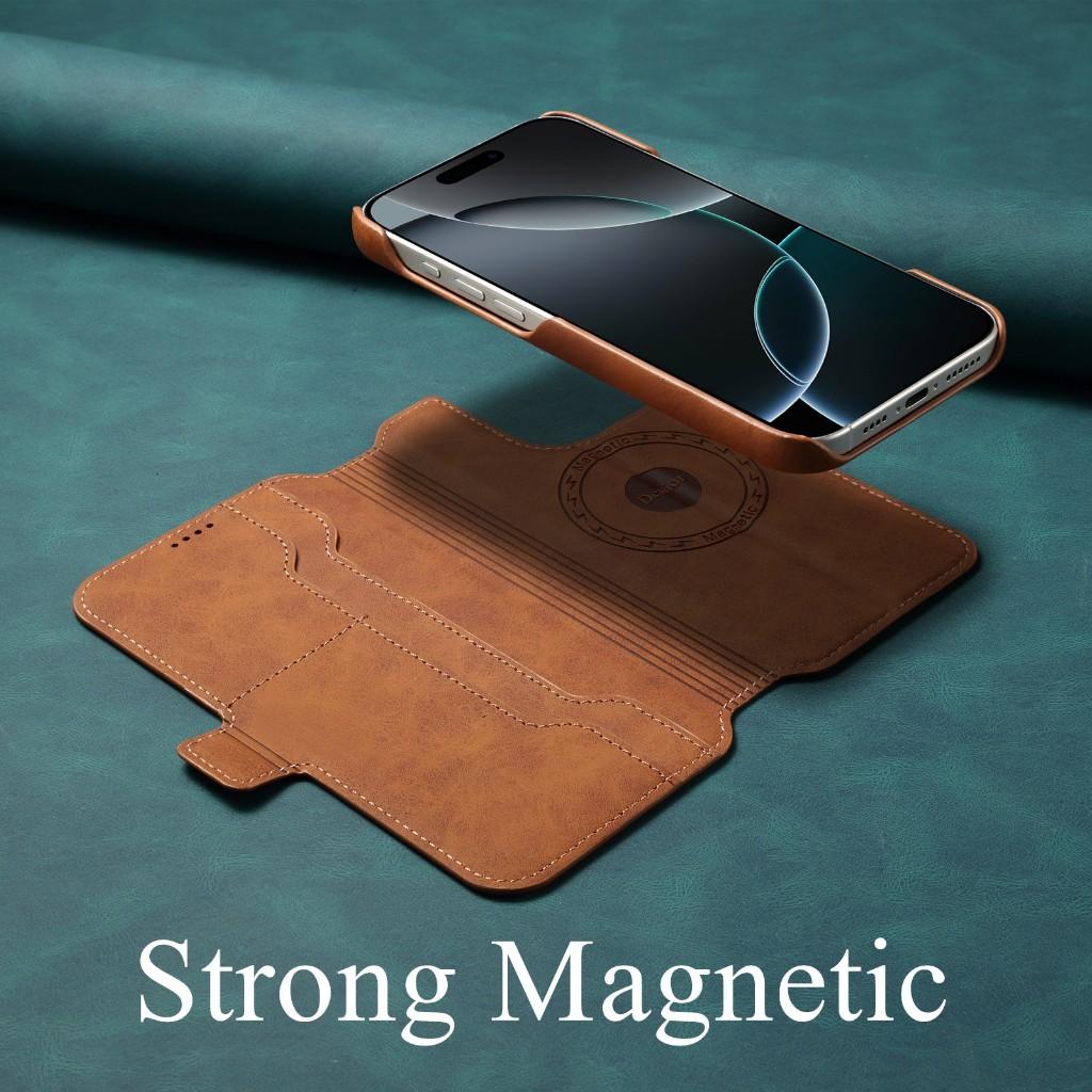 Strong Magnetic 2 in 1 Removable Wallet Flip Case For iPhone 13 14 15 16 Pro Max 16 Plus 16e Retro Leather Card Slots Book Cover