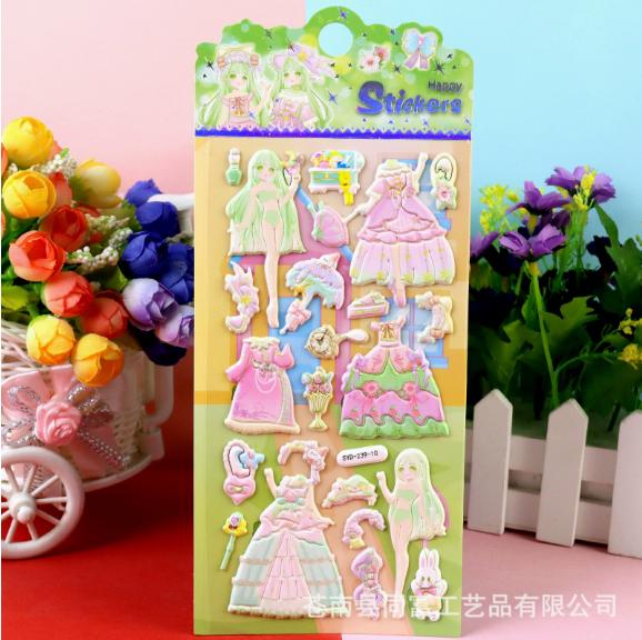 1Pcs Stickers Lovely Cartoon Girls 3D Kawaii Sticker Book Laptop Dress Up Stickers Kids Toys Pegatinas For Children Girl Gifts