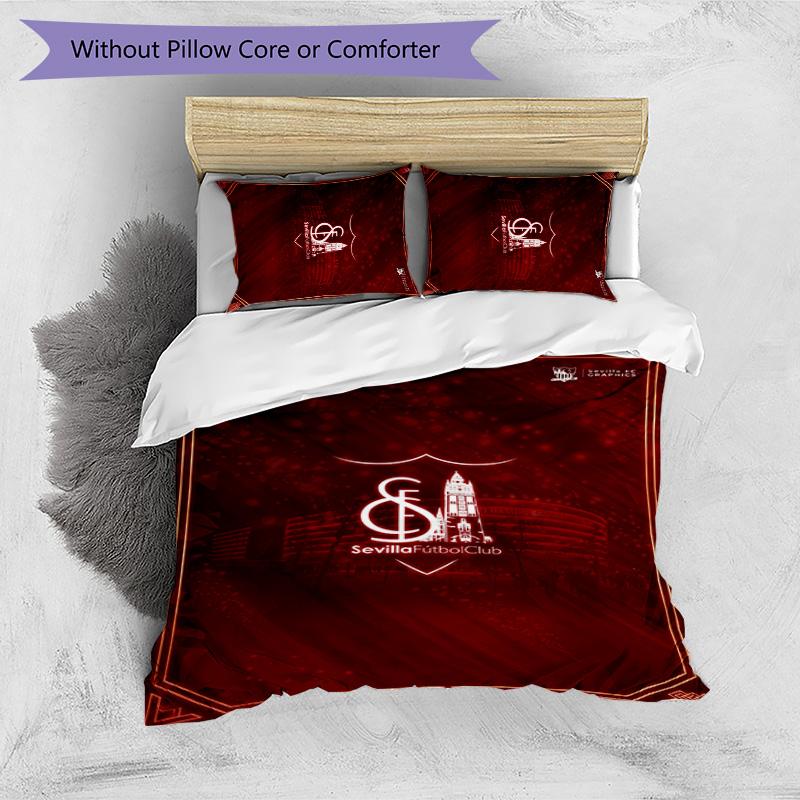 Sevilla FC Printed 3PCS Bedding Set Breathable Duvet Cover with Pillowcases Decorative Bed Linen for Bedroom Home