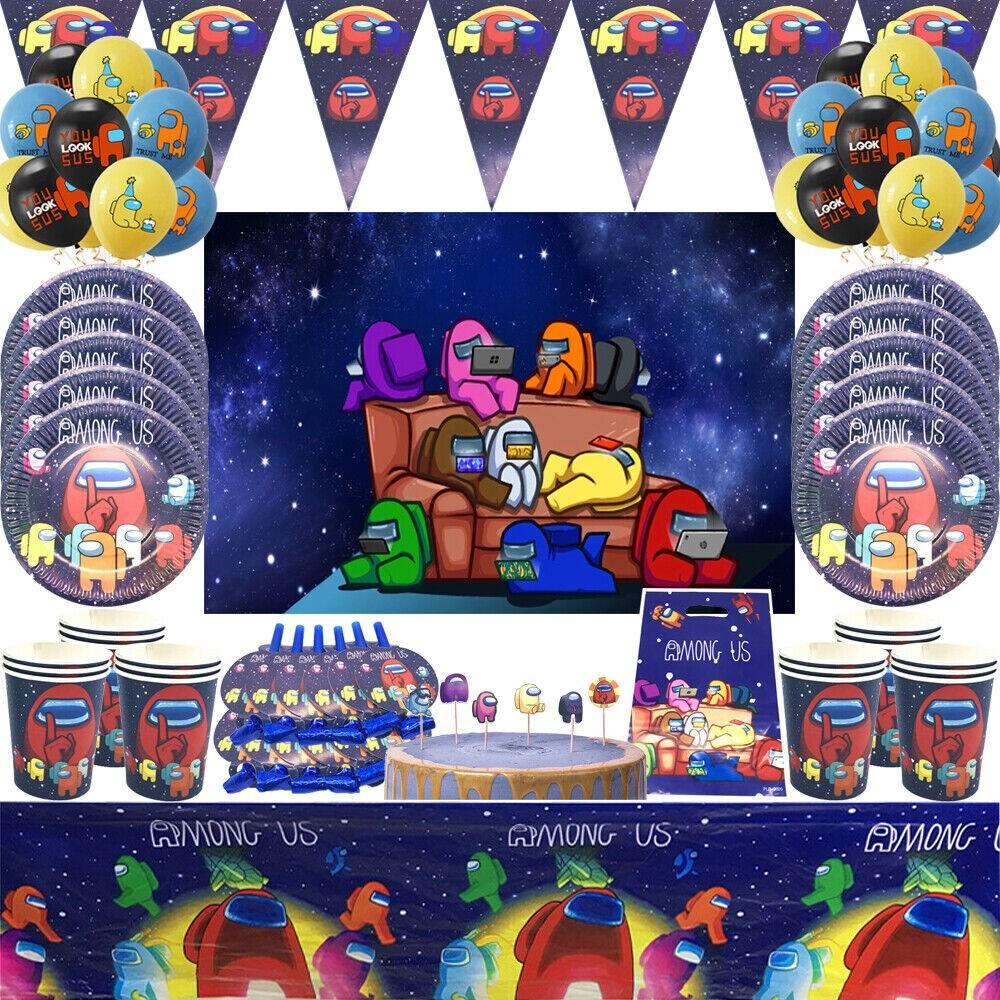 Among Us Game Theme Birthday Party Decoration Tableware Banner for Kids